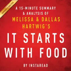 a 15-minute summary & analysis of melissa and dallas hartwig's it starts with food (unabridged) audiobook cover image