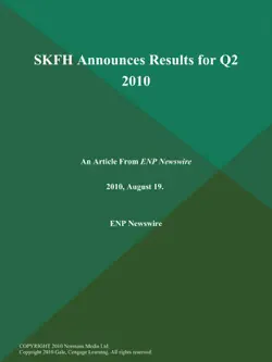 skfh announces results for q2 2010 book cover image
