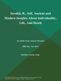sorabji, r., self. ancient and modern insights about individuality, life, and death book cover image