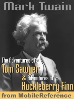 the adventures of tom sawyer and adventures of huckleberry finn. illustrated book cover image