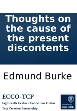 thoughts on the cause of the present discontents imagen de la portada del libro