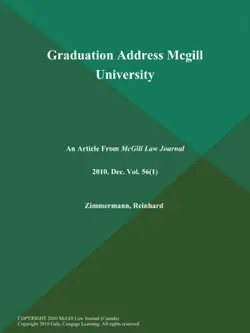 graduation address mcgill university book cover image