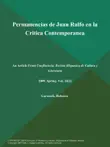 Permanencias de Juan Rulfo en la Critica Contemporanea synopsis, comments