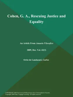 cohen, g. a., rescuing justice and equality book cover image