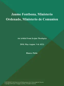 jaume fontbona, ministerio ordenado, ministerio de comunion book cover image