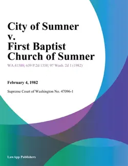 city of sumner v. first baptist church of sumner imagen de la portada del libro