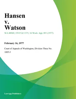 hansen v. watson book cover image