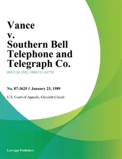 vance v. southern bell telephone and telegraph co. book cover image