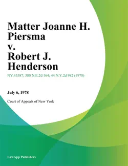 matter joanne h. piersma v. robert j. henderson book cover image