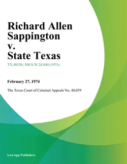 richard allen sappington v. state texas book cover image