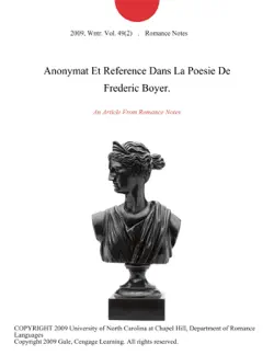 anonymat et reference dans la poesie de frederic boyer. book cover image