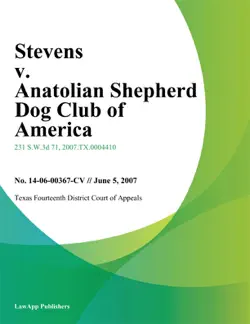stevens v. anatolian shepherd dog club of america book cover image