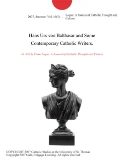 hans urs von balthasar and some contemporary catholic writers. book cover image
