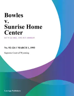 bowles v. sunrise home center imagen de la portada del libro