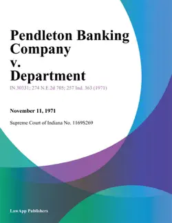 pendleton banking company v. department imagen de la portada del libro