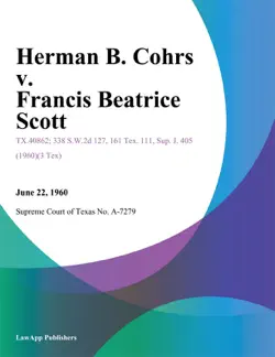 herman b. cohrs v. francis beatrice scott book cover image