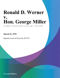 ronald d. werner v. hon. george miller book cover image