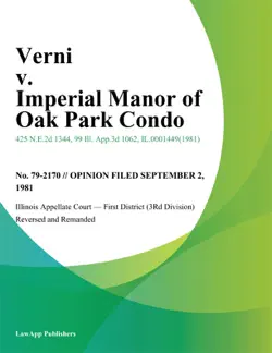 verni v. imperial manor of oak park condo. book cover image