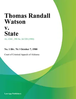 thomas randall watson v. state book cover image