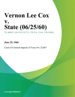 vernon lee cox v. state book cover image