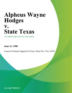 alpheus wayne hodges v. state texas book cover image