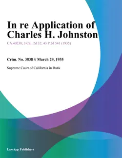 in re application of charles h. johnston book cover image