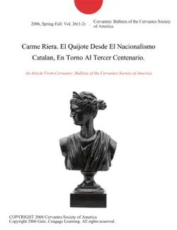 carme riera. el quijote desde el nacionalismo catalan, en torno al tercer centenario. imagen de la portada del libro