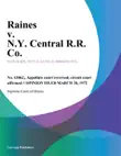 Raines v. N.Y. Central R.R. Co. synopsis, comments