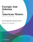 Georgia Ann Johnson v. American Motors sinopsis y comentarios