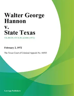 walter george hannon v. state texas imagen de la portada del libro