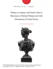 Polanyi on Agency and Some Links to Macmurray (Michael Polanyi and John Macmurray) (Critical Essay) sinopsis y comentarios