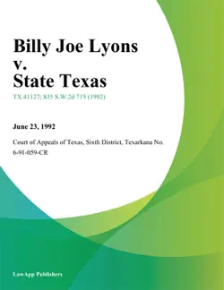 billy joe lyons v. state texas book cover image