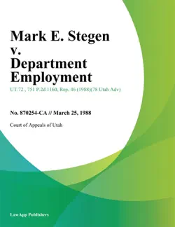 mark e. stegen v. department employment book cover image