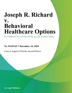 joseph r. richard v. behavioral healthcare options book cover image