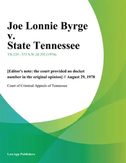 joe lonnie byrge v. state tennessee book cover image
