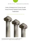 Limits of Interpretivism (Twenty-Seventh Annual National Federalist Society Student Symposium) sinopsis y comentarios