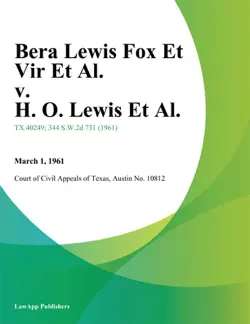 bera lewis fox et vir et al. v. h. o. lewis et al. imagen de la portada del libro