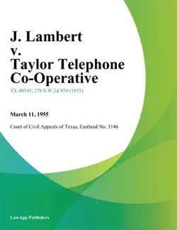j. lambert v. taylor telephone co-operative book cover image