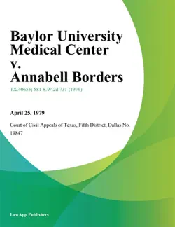 baylor university medical center v. annabell borders book cover image