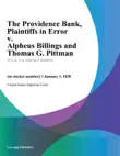 The Providence Bank, Plaintiffs in Error v. Alpheus Billings and Thomas G. Pittman synopsis, comments