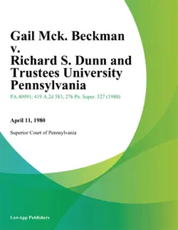 gail mck. beckman v. richard s. dunn and trustees university pennsylvania imagen de la portada del libro
