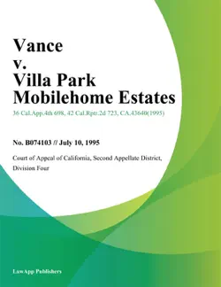 vance v. villa park mobilehome estates book cover image