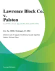 Lawrence Block Co. V. Palston sinopsis y comentarios