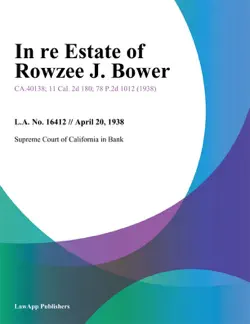 in re estate of rowzee j. bower book cover image