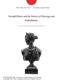 wendell berry and the poetics of marriage and embodiment. imagen de la portada del libro