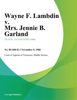 wayne f. lambdin v. mrs. jennie b. garland book cover image