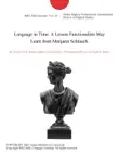 Language in Time: A Lesson Functionalists May Learn from Margaret Schlauch. sinopsis y comentarios