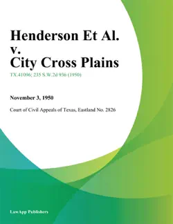 henderson et al. v. city cross plains book cover image