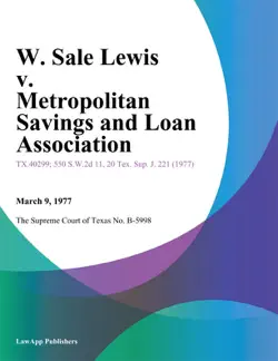 w. sale lewis v. metropolitan savings and loan association book cover image