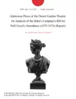 Admission Prices at the Dorset Garden Theatre: An Analysis of the Duke's Company's Bill for Nell Gwyn's Attendance (1674-1676) (Report) sinopsis y comentarios